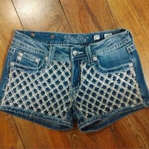 Absolutely Gorgeous Miss Me Shorts With Lattice Detailing 3” Inseam